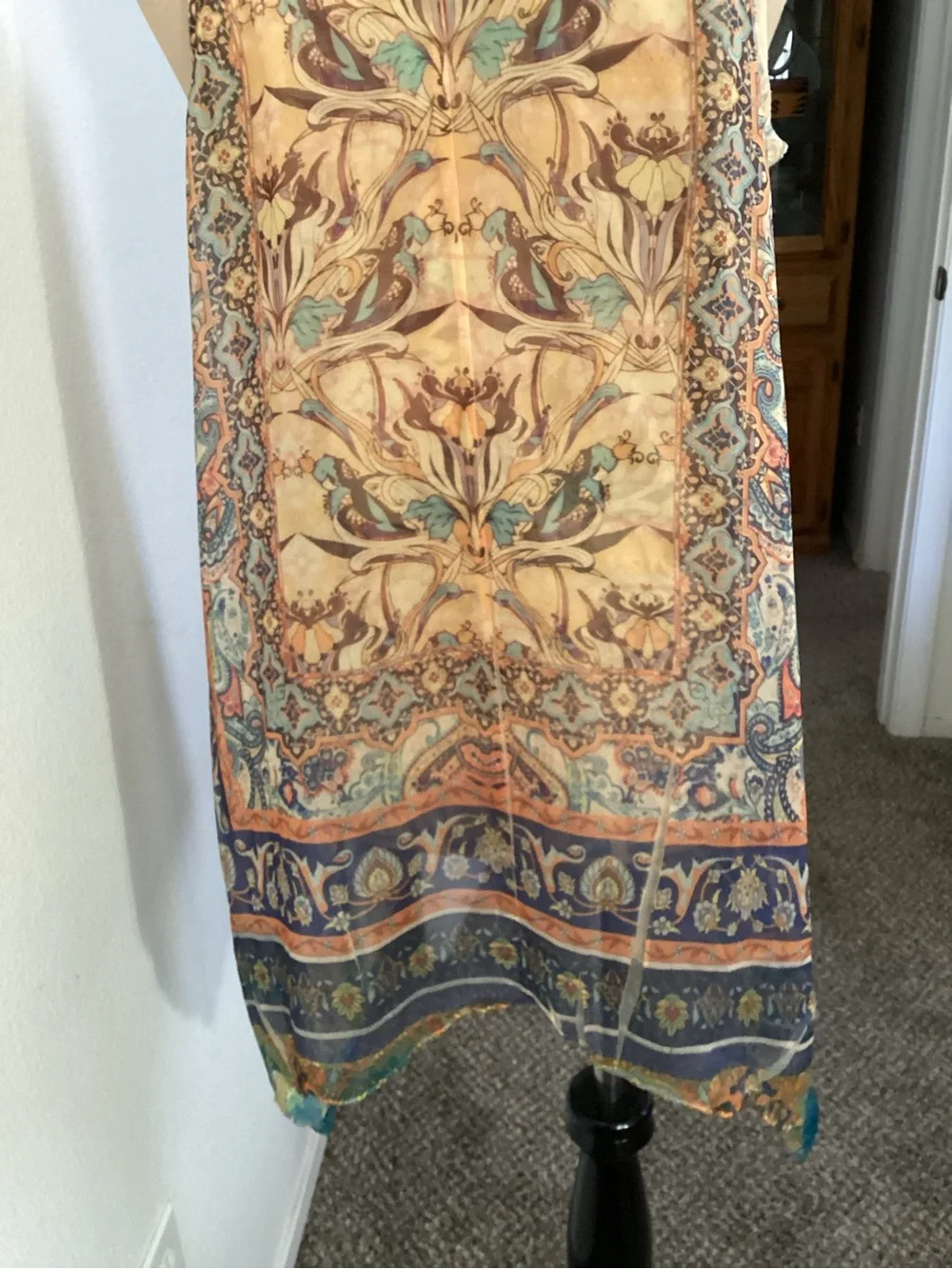 ONE WORLD Boho Paisley Sleeveless Tunic in Beige, Teal, Brown - Picture 6 of 12